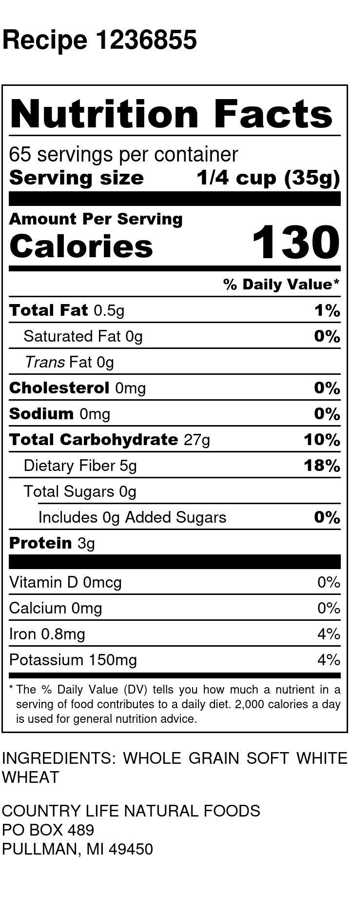 Whole Wheat Pastry Flour, Organic