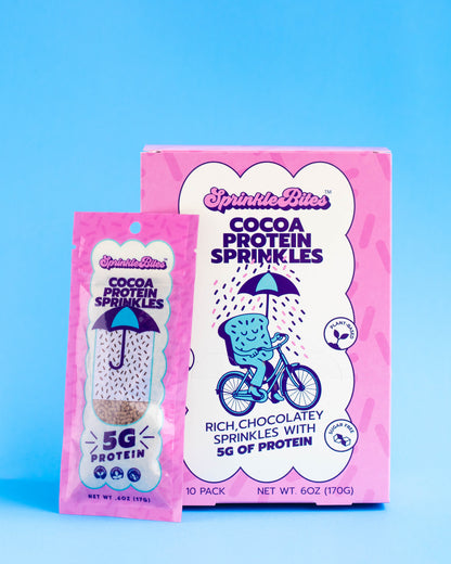 Cocoa SprinkleBites™ (10-Pack) | Chocolate Protein Sprinkles, Plant-Based, Sugar-Free